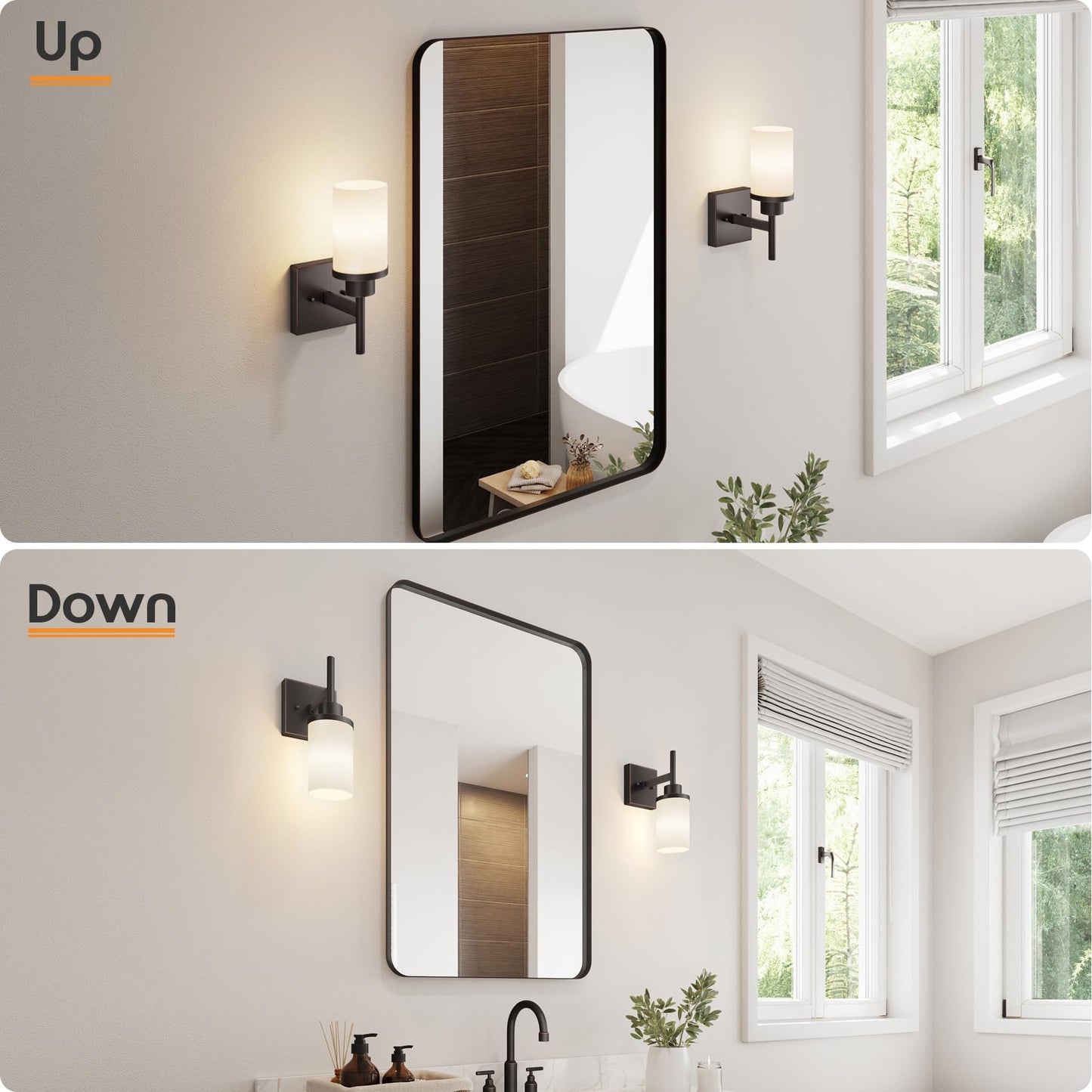 AONEON Wall Sconce Vanity Light Fixture, 1-Light, Frosted Glass, Oil-Rubbed Bronze, Model T001ORB-L1