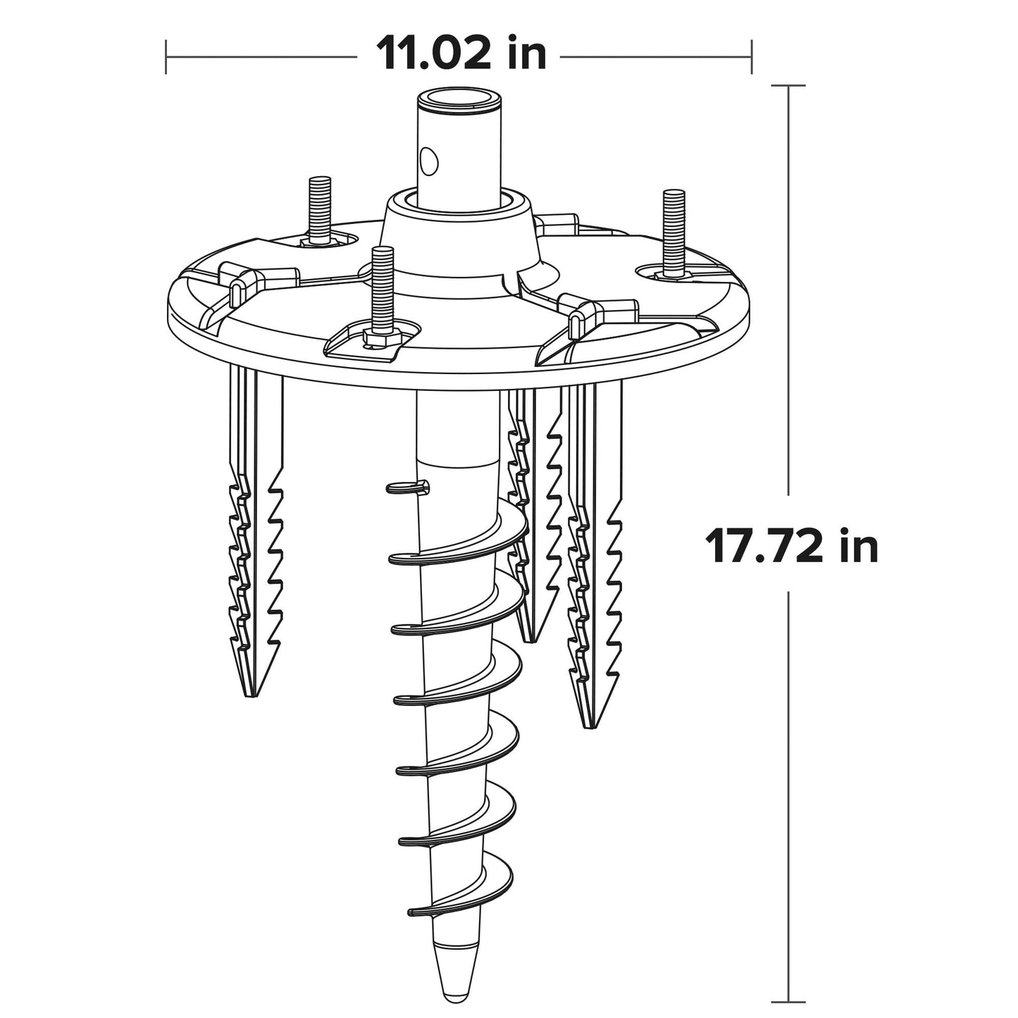 LUTEC Ground Spike for Post Light, Plastic, Black, Model 9700359330