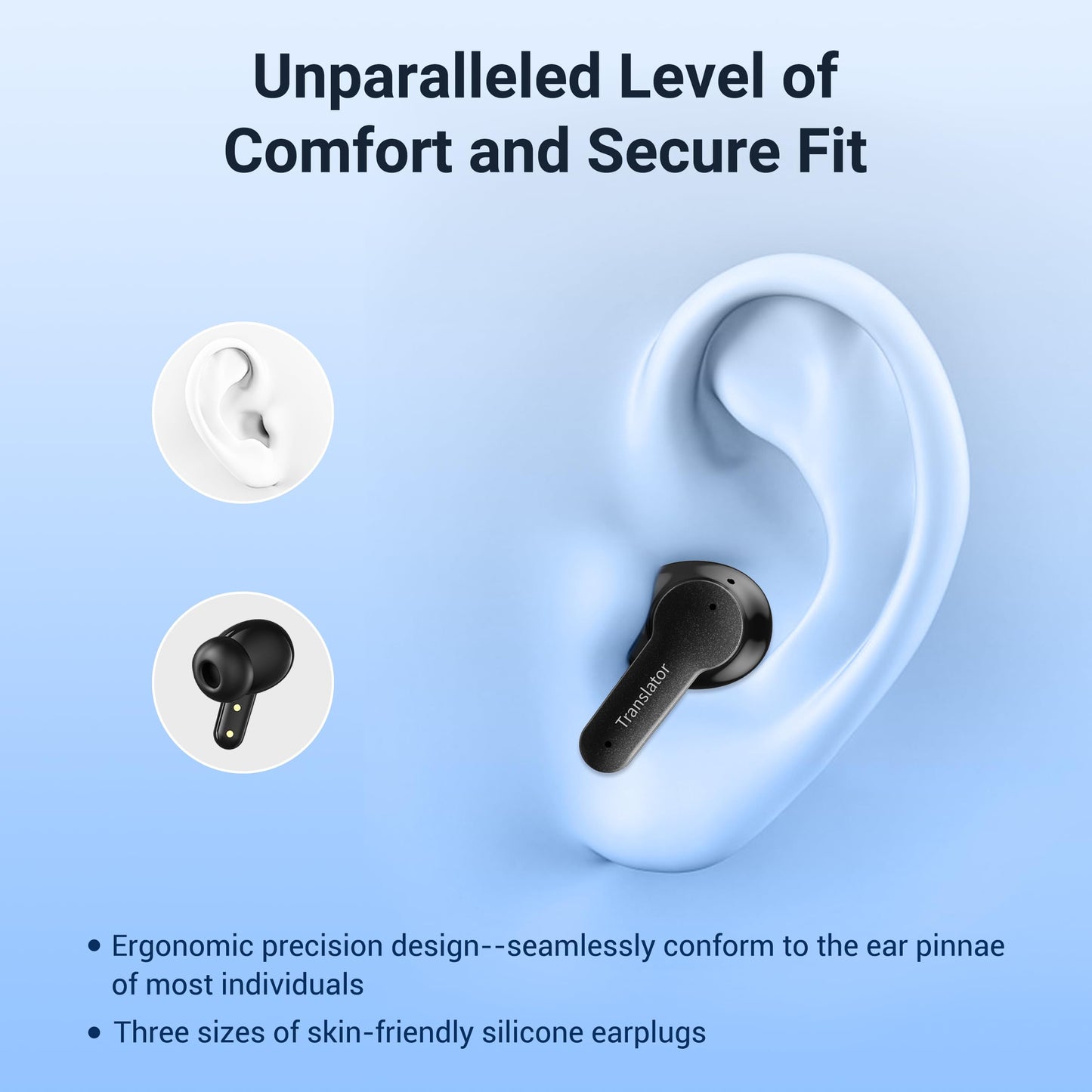 Anfier M3 AI Translation Earbuds Real Time, Offline Translator Device in 144 Languages, 3-in-1 Two-Way Audífonos Traductores, Language Headphones for iOS & Android, No Subscription Required (Black)