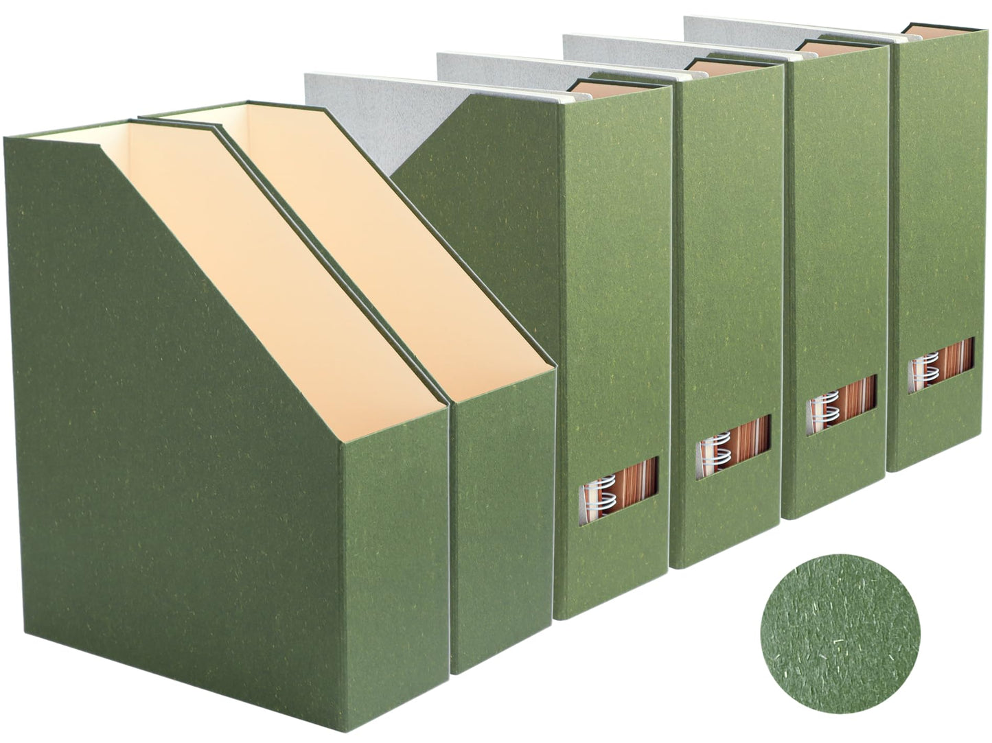 LifeSto Magazine Holder - File Holder and Desk Organizer, Cardboard Book Organizer and Storage Box for Documents, Magazine Holder Rack for Office, Home and Classroom (Leaf Green, 6-Pack)
