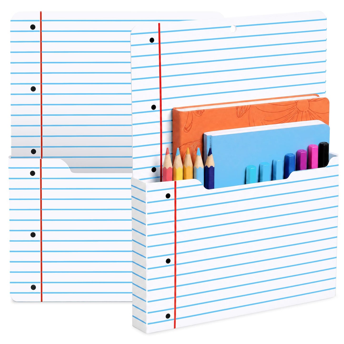 Gilprop 2 Pcs Notebook Line Magnetic File Folder Holder Pocket File Organizer Classroom Decor Teacher Desk Accessories for Whiteboard Mail Paper Book No Drilling School Desk Door Classroom Essential