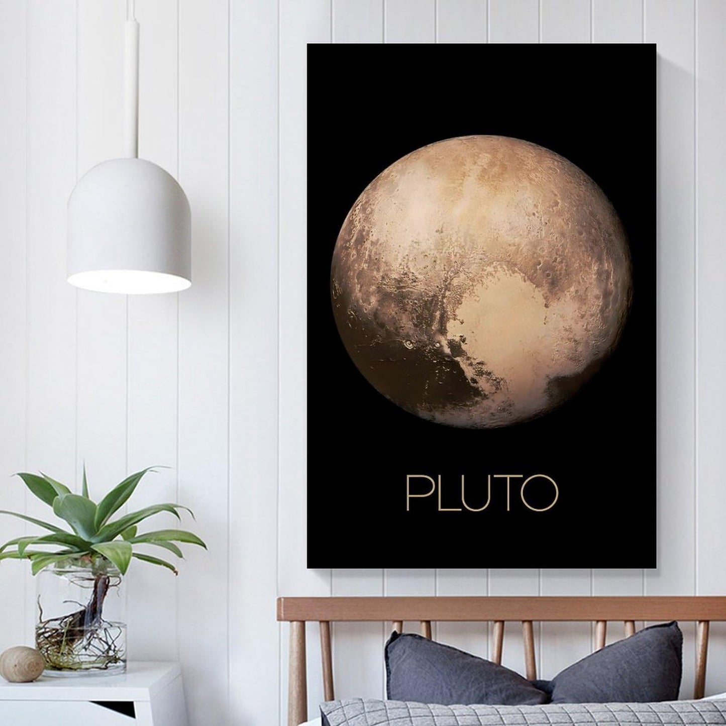 XIAOLOUTINYU Solar System Canvas Wall Art - Pluto Planet Space Poster for Kids Room Bedroom Classroom, STEM Educational Astronomy Decor, Science Gift for Boys Girls Teens, 16x24 Inch Unframed