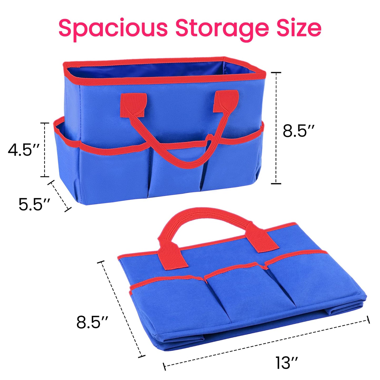 Godery Desktop Tote and Organizer, Teacher Helper Bag for Arts, Books, Stationery, Office Desk, Make-up Storage with Handles for Travel (Blue)