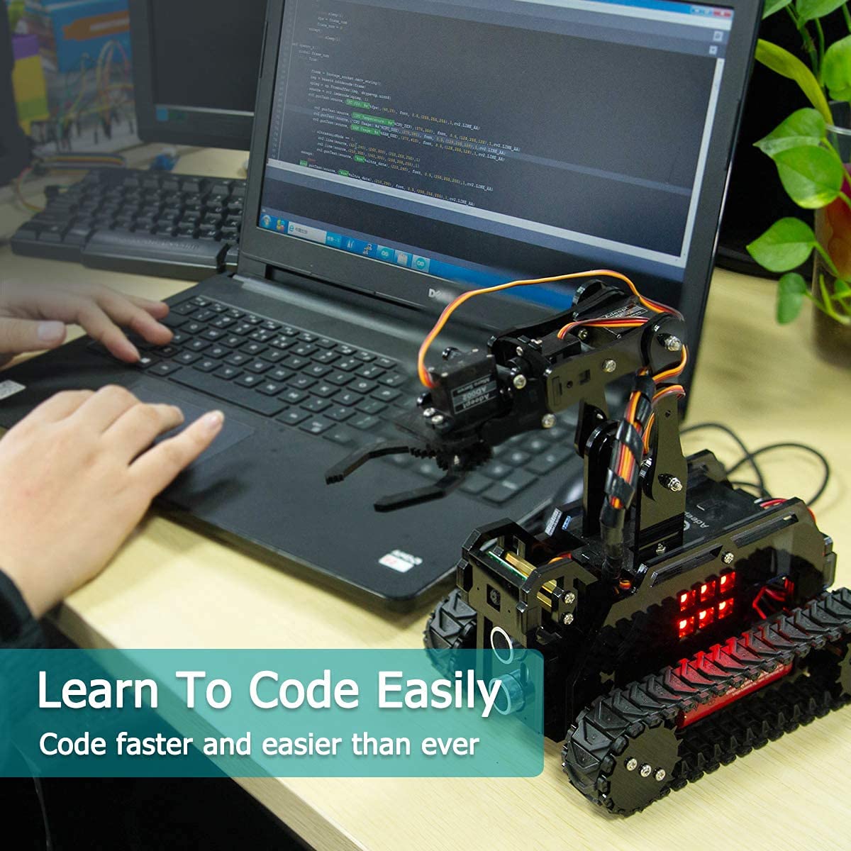 Gewbot DIY Robot Model Kit for Raspberry Pi 4/3 Model B+/B WiFi Wireless Smart Robot Car Kit with 4-DOF Robotic Arm/OpenCV Target Tracking/Video Transmission Rasptank Robotic Kit with PDF
