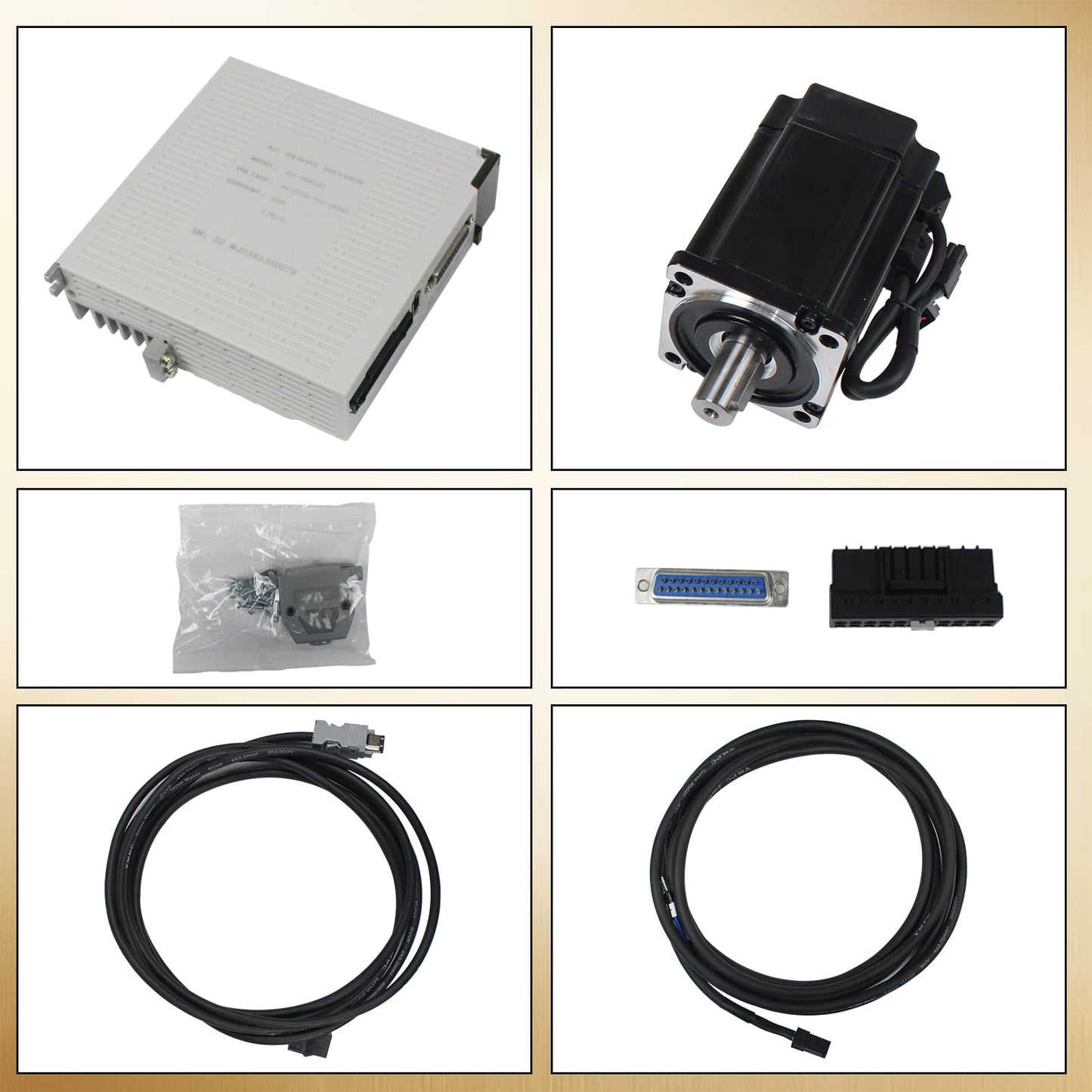RATTMMOTOR 1000W Servo Motor Kit, Servo Motor with Servo Motor Driver and Brake Encoder Cable, CNC Controller Kit for CNC Engraver Milling Machine/Robot (1000W with Brake), A2M-80SV03230Z