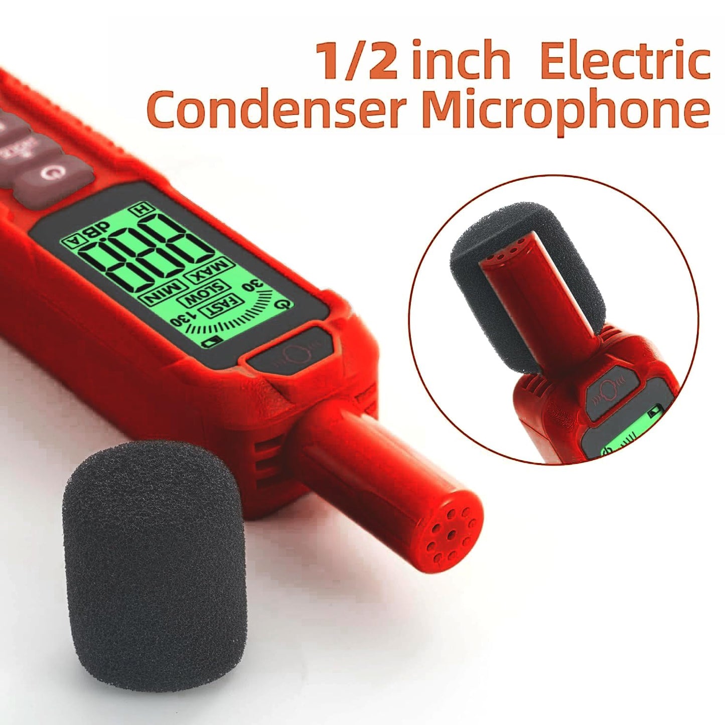 ZLLJYBLG GL81A Decibel Meter, 30-130dB Digital Sound Level Meter with A-Weighted, Fast/Slow Response, Max/Min Hold, Backlit Display, Noise Tester for Home, Work, Factory, Classroom（Red）