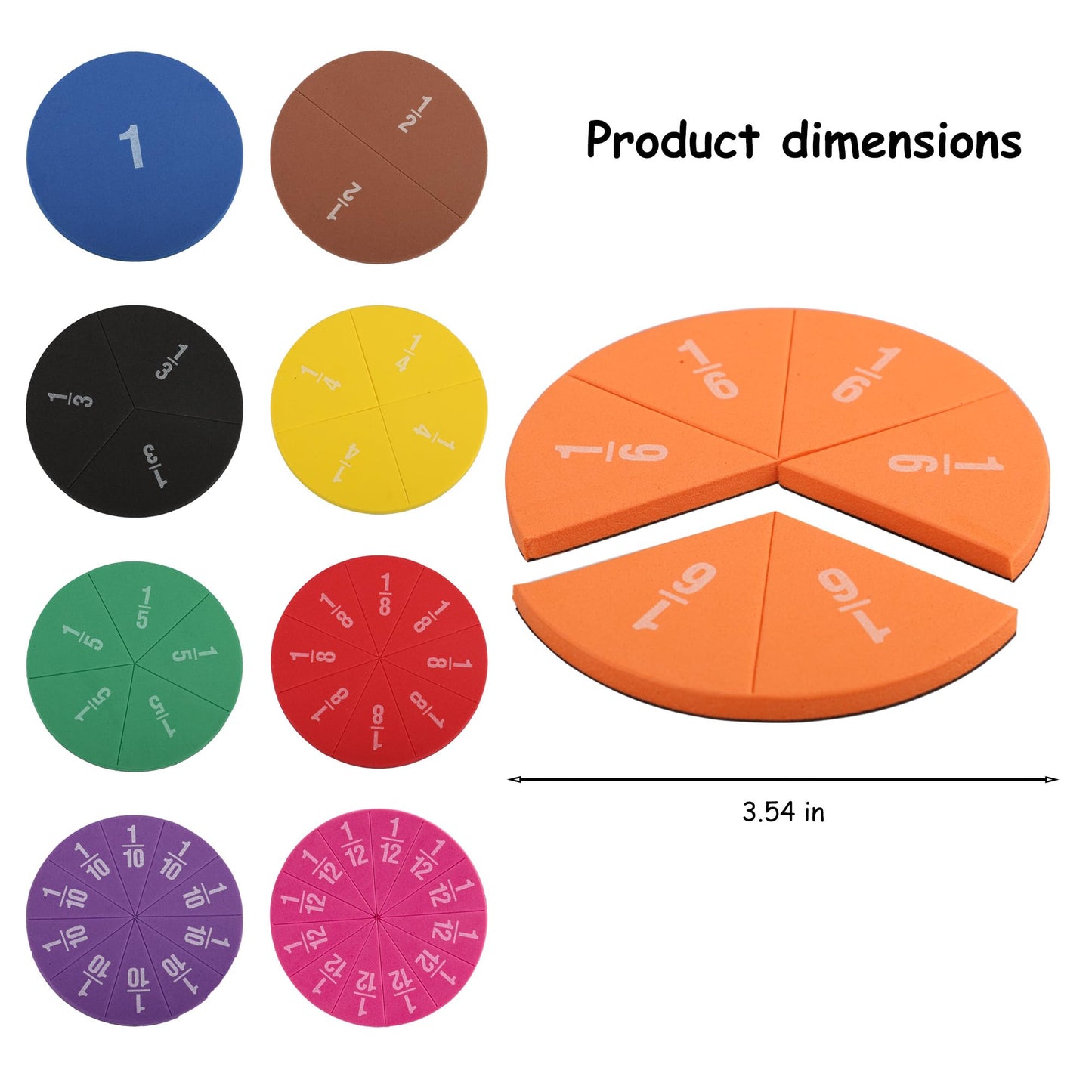 EHR Magnetic Fraction Circles Classroom Set, Fraction Math Manipulatives for Small Group Learning, Hands-On Elementary Math Teaching Tools, 6 Sets