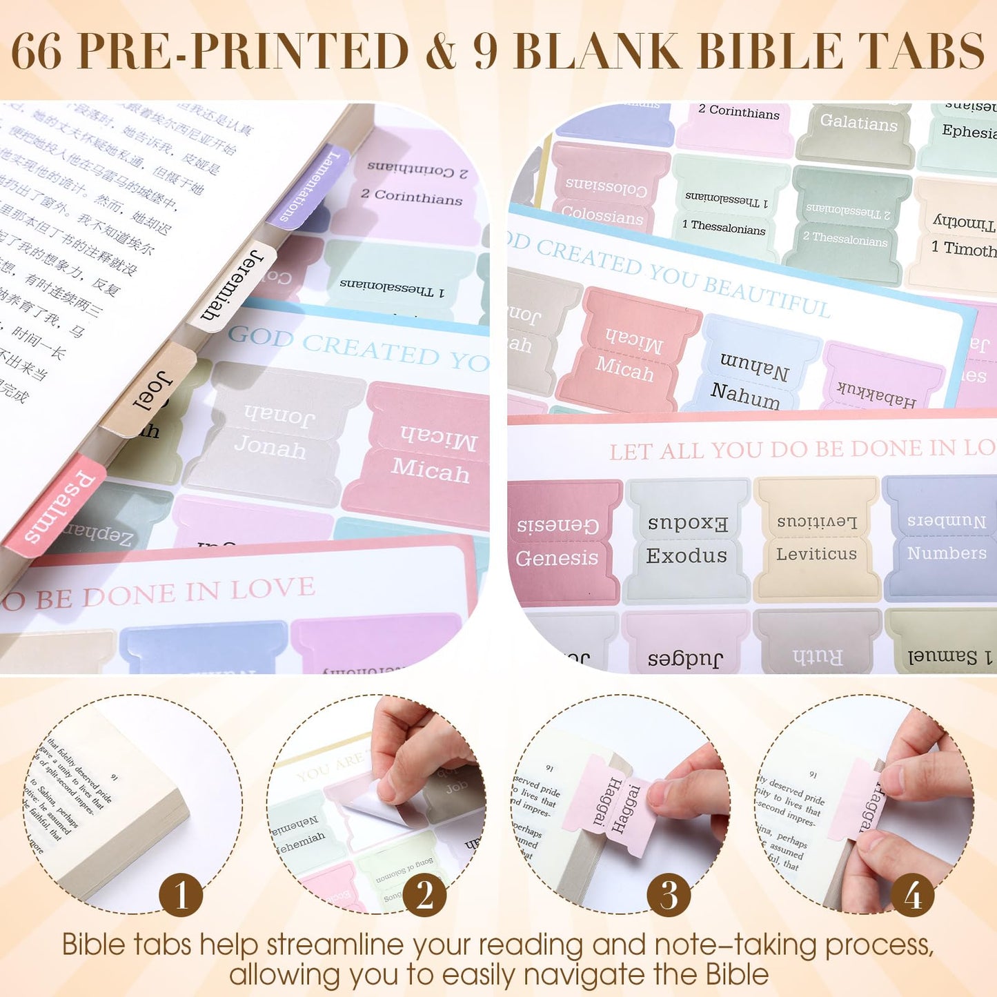 Fullhawl Bible Tote Bag Kit Scripture Study Supplies Study Bag Pen Label Index Sticker for Christian Mothers Day Gift(White)