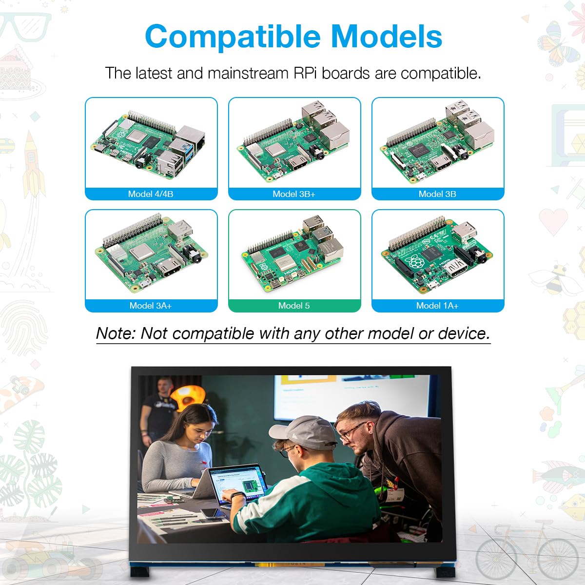 Hosyond 7 Inch Touchscreen IPS DSI Display Compatible with Raspberry Pi 5/4/3, 800x480 Pixel Capacitive Screen MIPI Driver-Free Interface