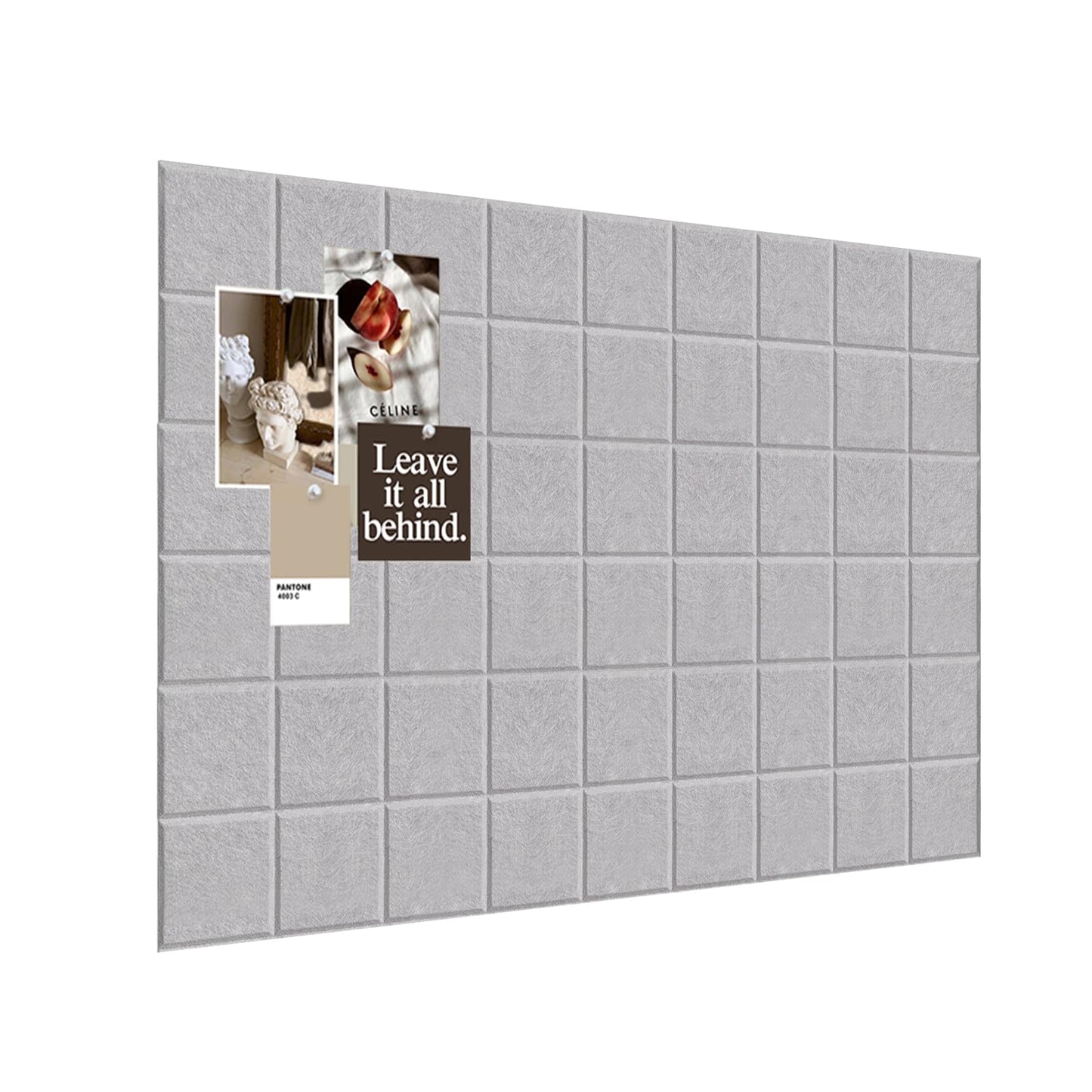 Cork Felt Pinboards - 24-Pack Carbon Black, Office Decor & Organization Tiles (Light Gray)