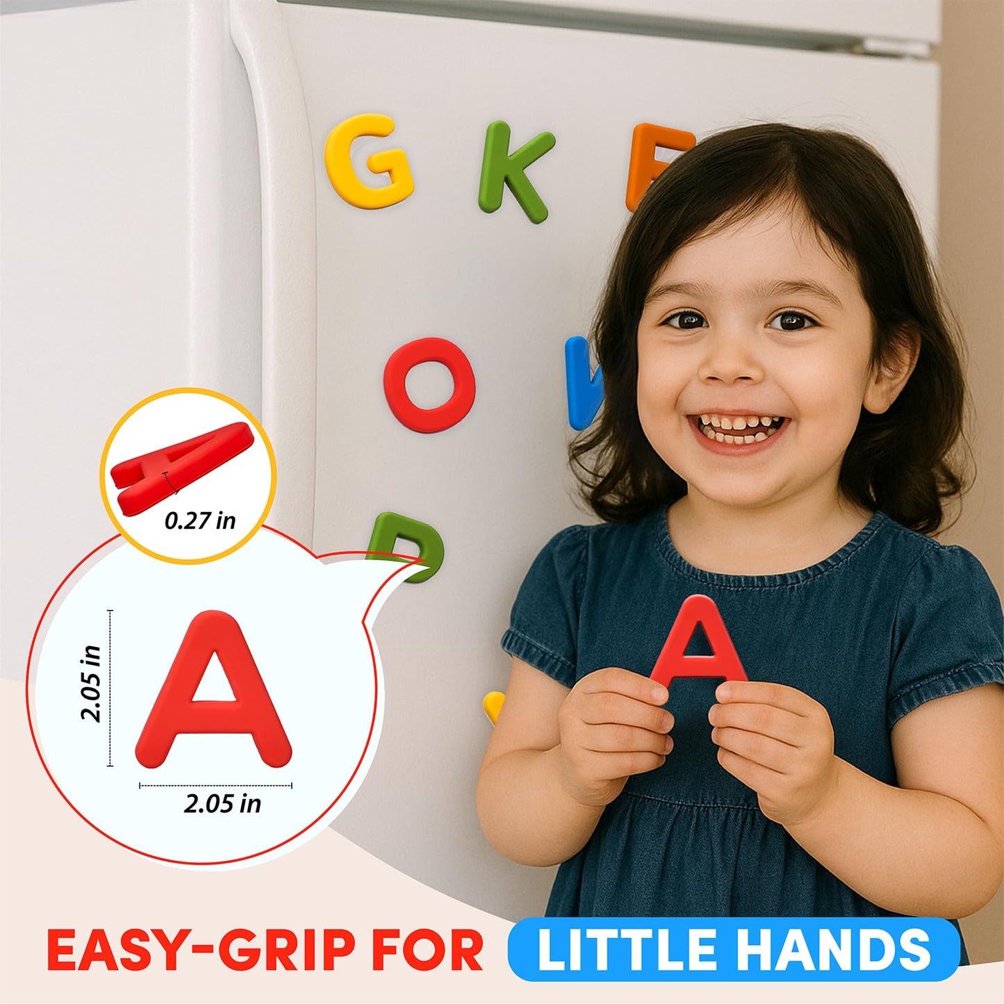 JoyCat Silicone Alphabet Magnetic Letters, 26 Uppercase ABC Fridge Magnets for Toddlers & Kids 3+, Preschool Learning Refrigerator Toy Set, Birthday Gifts for Boys Girls (Vibrant Color)