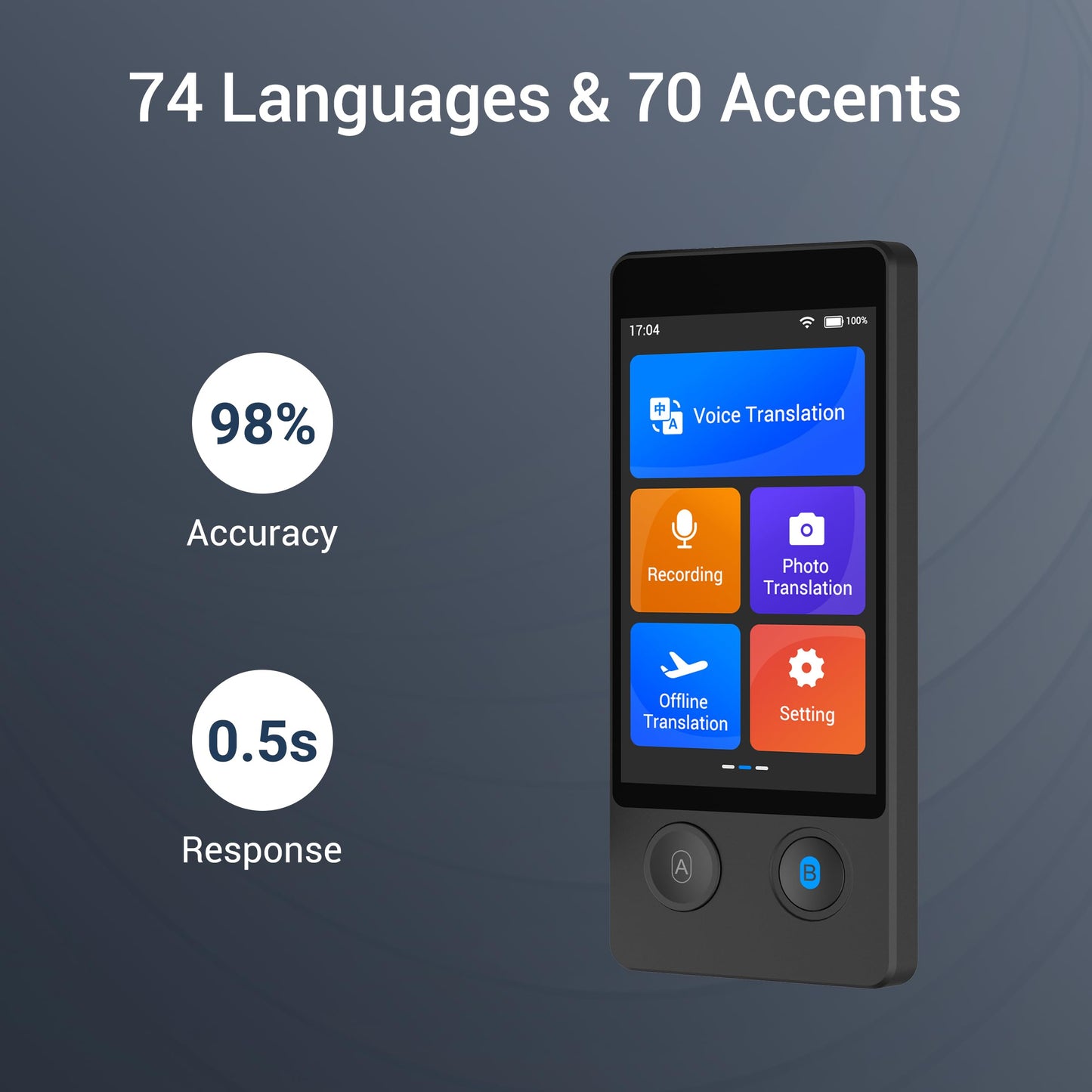 ANFIER Language Translator Device No WiFi Needed 2024 Voice Translation Updated Offline Translator in 16 Languages Online for 144 Languages 97% High Accuracy for Travel Business
