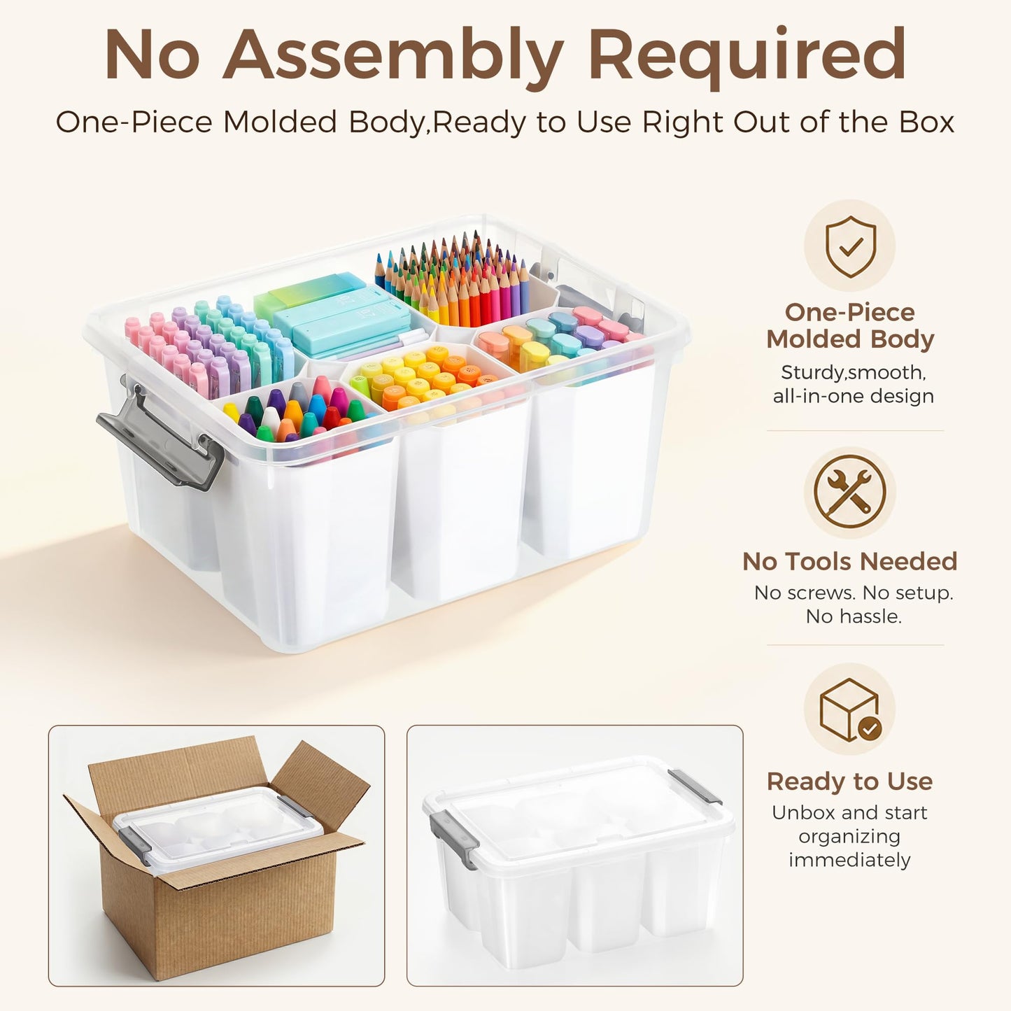Citylife 17 QT Plastic Storage Bins Clear Storage Box with Lids Multipurpose Stackable Storage Containers for Organizing Tool, Craft, Crayon