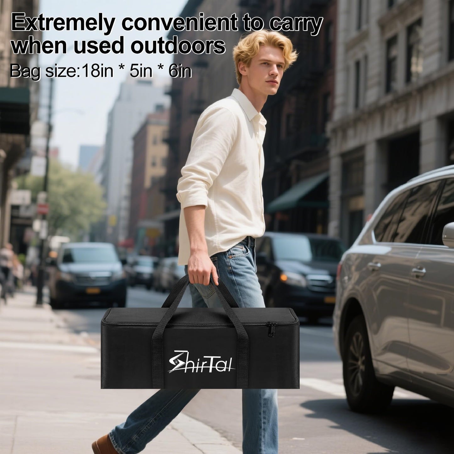 Shirtal 100 Inch Projector Screen,Portable Projector Screen with Stand,16:9 4K HD Anti-Crease Indoor Outdoor Movie Screen with Carry Bag for Camping Home Theater