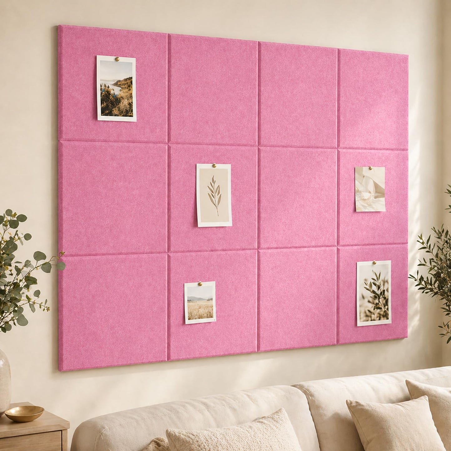 Baysola Felt Bulletin Board Panels 36 x 24 Inch Self Adhesive Wall Tiles Cork Board Alternative for Office Classroom Photos Notes 6 Pack