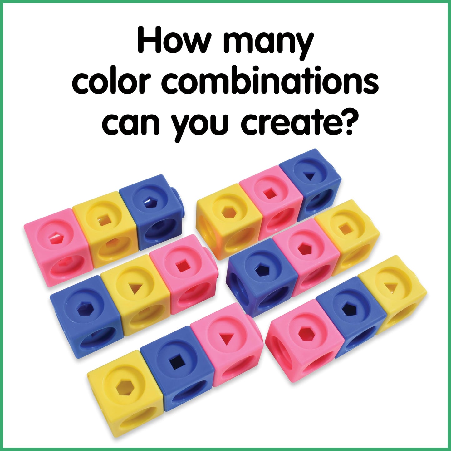 edxeducation Math Cubes | Set of 100 Linking & Snap Cubes | Counting Blocks with 5 Shapes | Math Manipulatives for Preschool & Kindergarten | 10 Colors