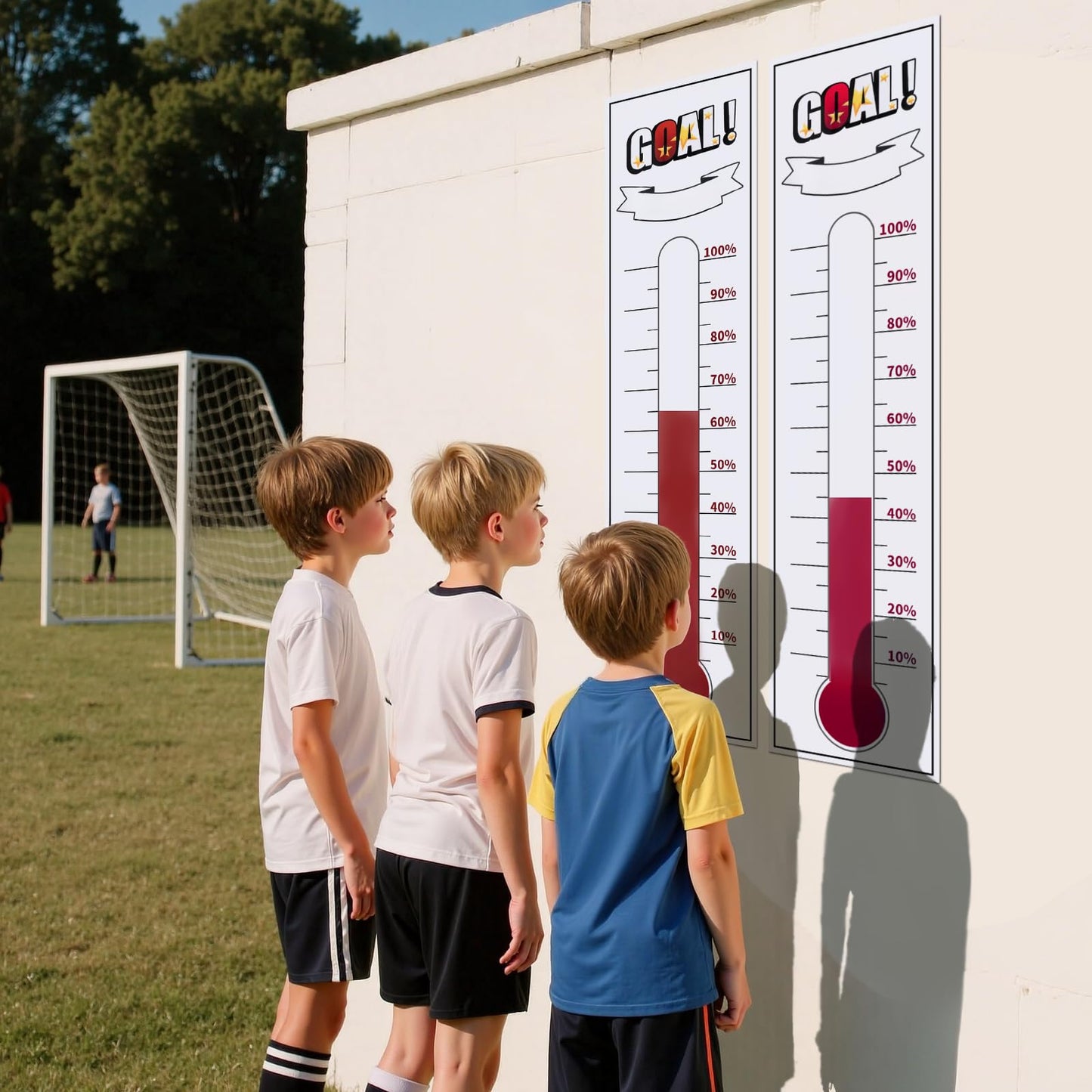 Fundraiser Thermometer Tracker, 46"x12" Self-Adhesive with Dry Erase Markers, Goal Thermometer Chart Tracker, Fundraising Chart Goal Tracker, Set of 3
