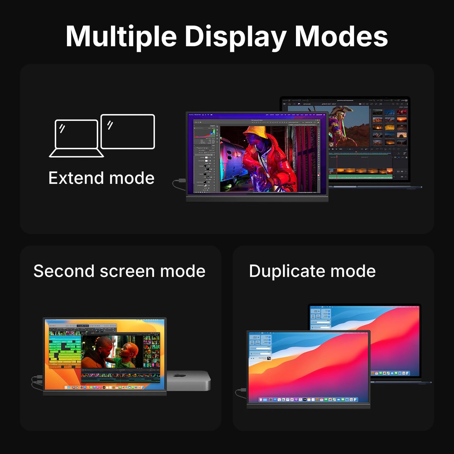 WGK 15.6 inch Portable Monitor 1080P FHD Travel Display HDMI/USB-C Compatible with Laptops, Desktops, Phones, PS, Mac, Xbox, Switch, and Other Gaming Devices Includes Stand and Speakers VESA