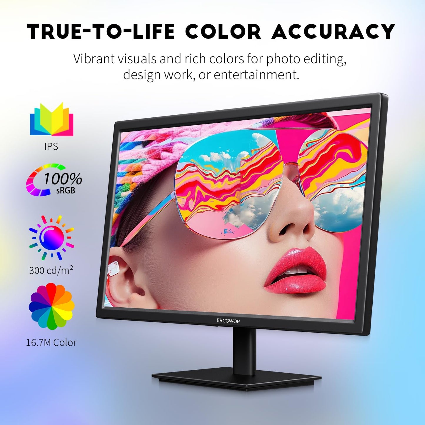 ERCGWOP 27 Inch Touchscreen Monitor FHD 1920x1080P IPS Computer Monitor 10-Point Touch Screen PC Display HDMI/VGA/USB Ports, Built-in Speakers, VESA Mountable