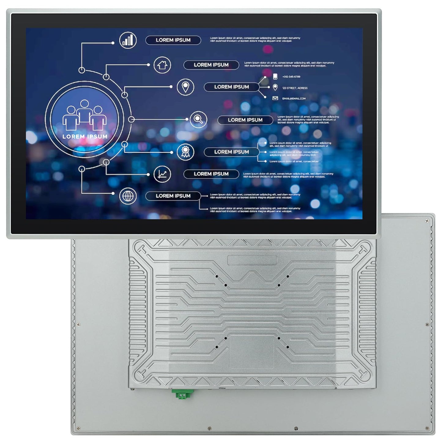 TouchWo 21.5 inch Industrial Embedded Touchscreen Monitor, Capacitive Multi-Touch Screen Industrial Front IP65 Monitor Built-in Speakers, HD-MI in, USB, VGA, 16:9 1920x1080 Display
