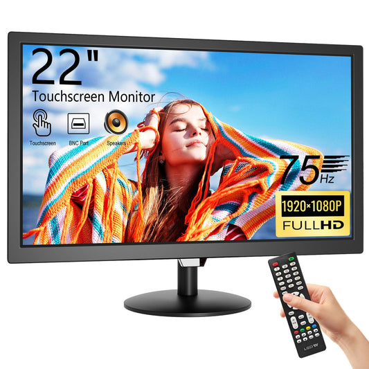 Akntzcs 22-Inch Touchscreen Monitor FHD 1920x1080P 75 Hz Computer Monitor PC Monitor with HDMI, BNC, VGA,Multi-Touch Display, Adjustable Angle, Built-in Speakers