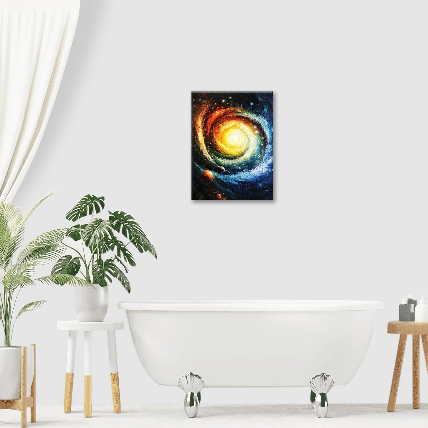 Space Wall Art Solar System Pictures Wall Decor Galaxy Canvas Prints Framed Artwork Paintings Home Office Decorations For Bathroom Kitchen Bedroom Living Room 12"x16"