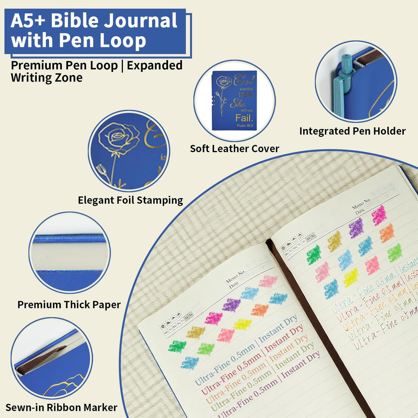 25 PCS Bible Study Supplies Kit, Large Capacity Canvas Tote Bag for Women Organizer, Bible Highlighters and Quick Dry Pens No Bleed Through, Notebook Bible Tabs Cross Bookmark Journaling Accessories