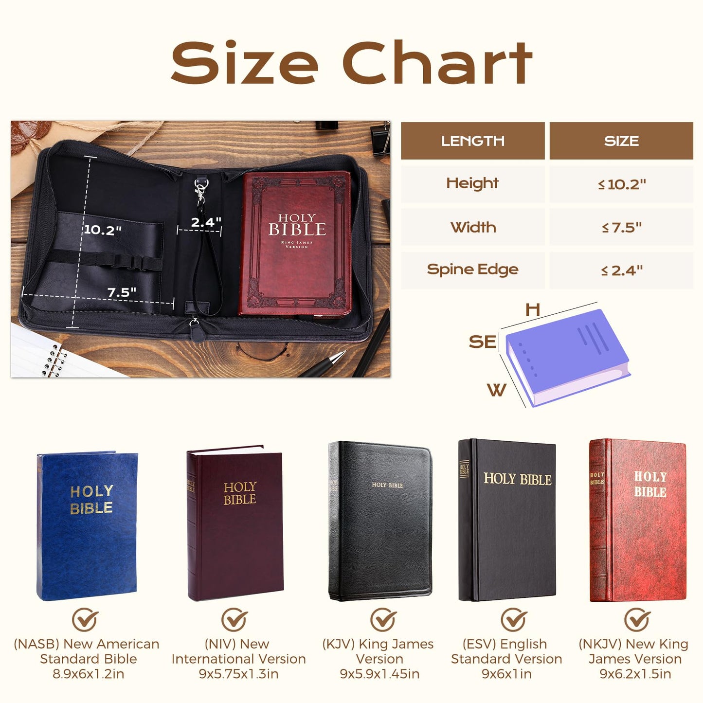 XKDOUS 20 Pcs Bible Cover Kit for Men Leather Book Carrying Case Church Bag Holder with Handle, Tabs, Pens, Study Supplies Christian Gift Father Day for Dad, Mom, Women, Friends
