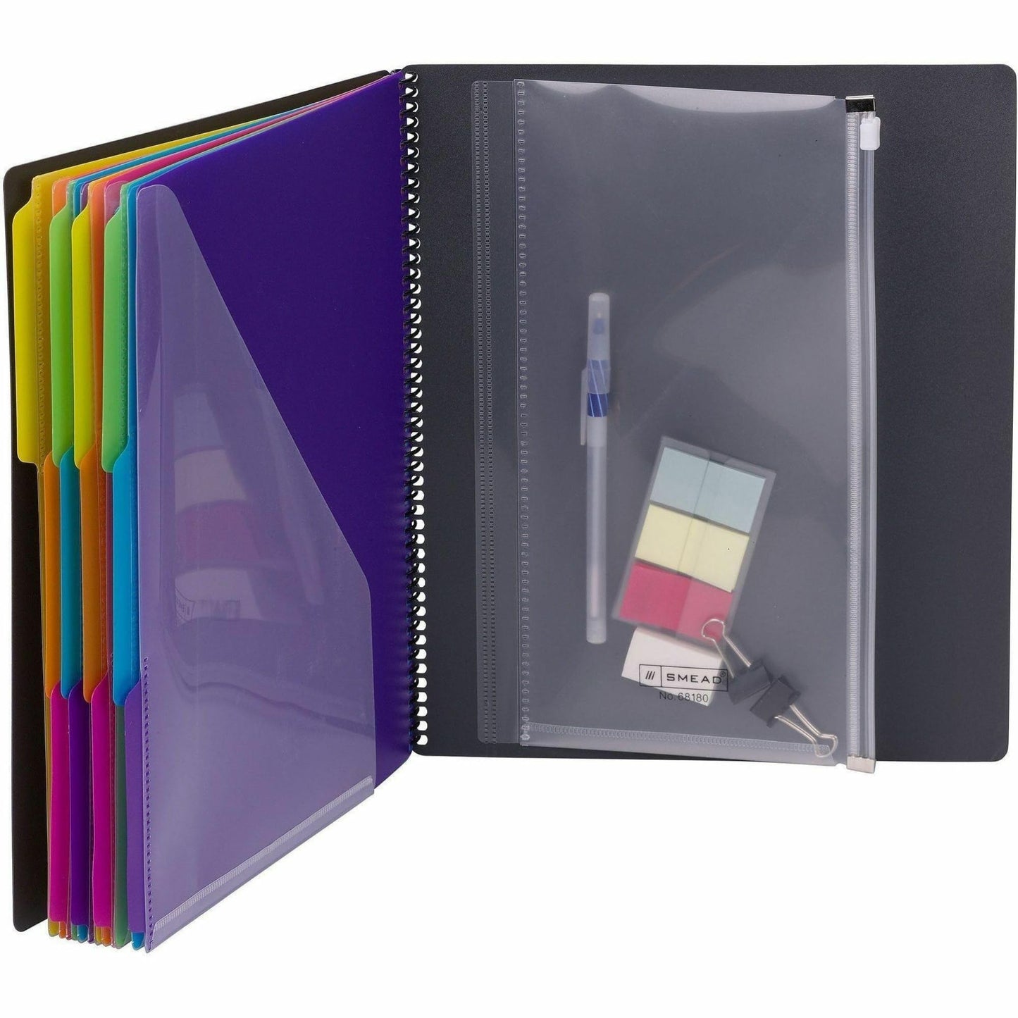 Smead Project Organizer, 24 Pockets, Grey with Assorted Bright Tabs, Tear Resistant Poly, 1/3-Cut Tabs, Letter Size (89206)