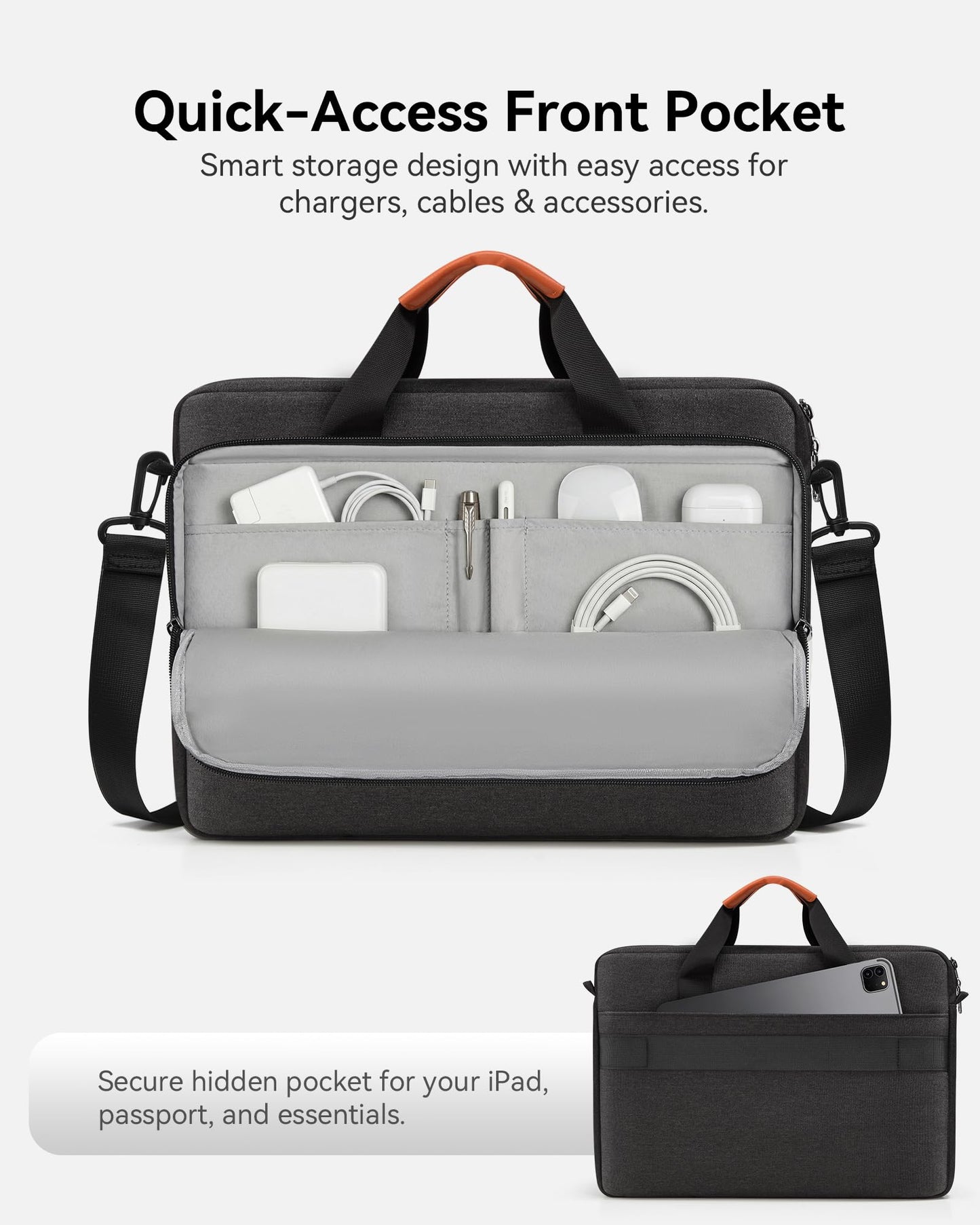 bagasin 15 15.6 16 inch Laptop Computer PC Shoulder Bag Carrying Case, Water-Repellent Fabric Briefcase, Lightweight Toploader, Business Casual or School
