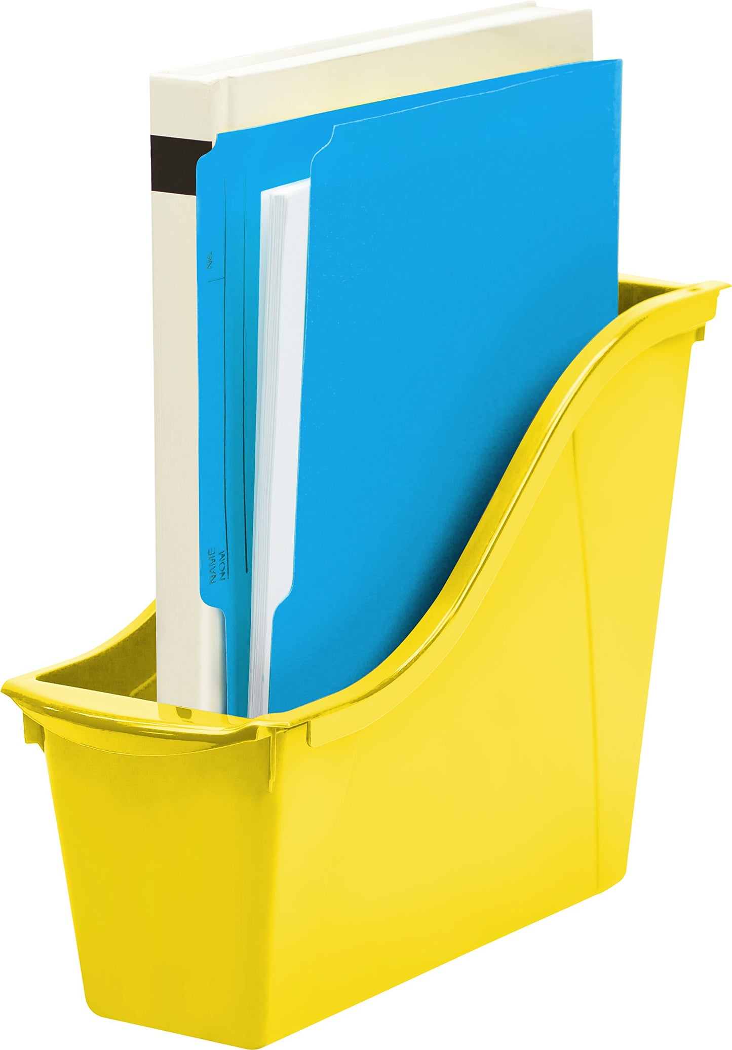 Storex Small Book Bin – Interlocking Plastic Organizer for Home, Office and Classroom, Yellow, 6-Pack (71112U06C)
