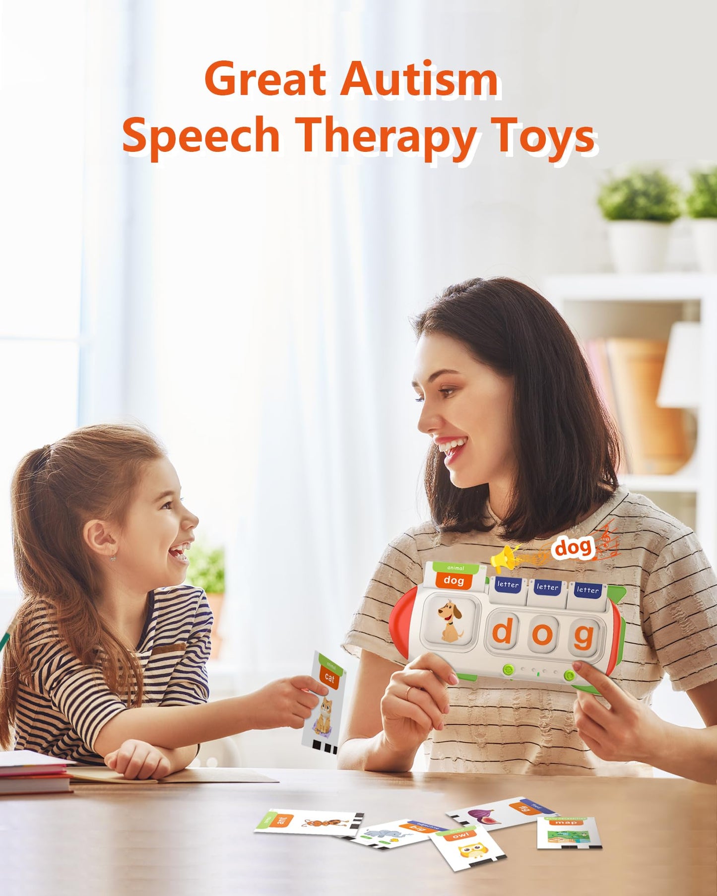 ZIKAQUQI Spelling&Talking Flash Cards for Toddlers 3-8 Years Old - Speech Therapy with 107 Sight Words - Sensory Toys for Kids with Autism, Montessori Learning Toys, Ideal Gifts for Boys&Girls