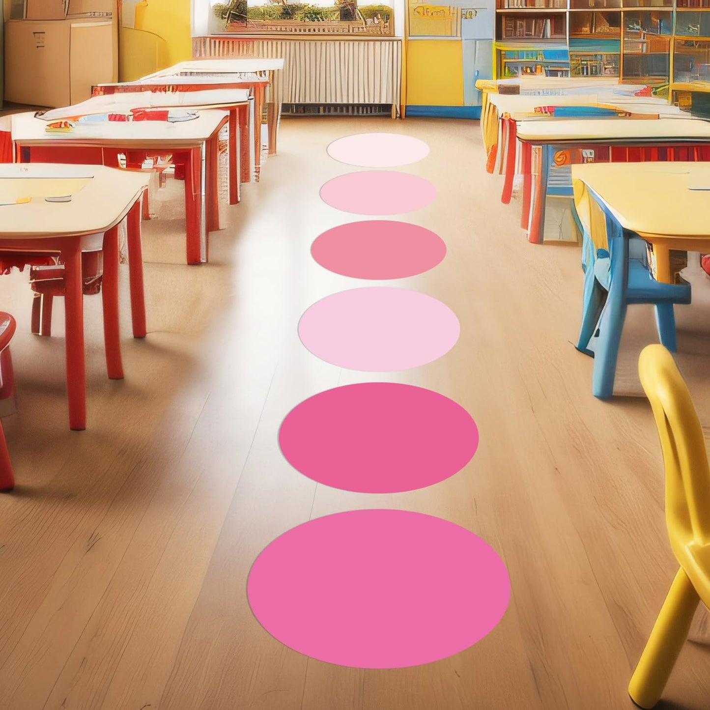 Lincia 24 Pack Colorful Dry Erase Dots Circles Spots for Classroom Table 10.5 Inch Removable Vinyl Desktop Stickers Spots Wall Decals for 100th Day of School Teacher Students Home (Pink Colors)