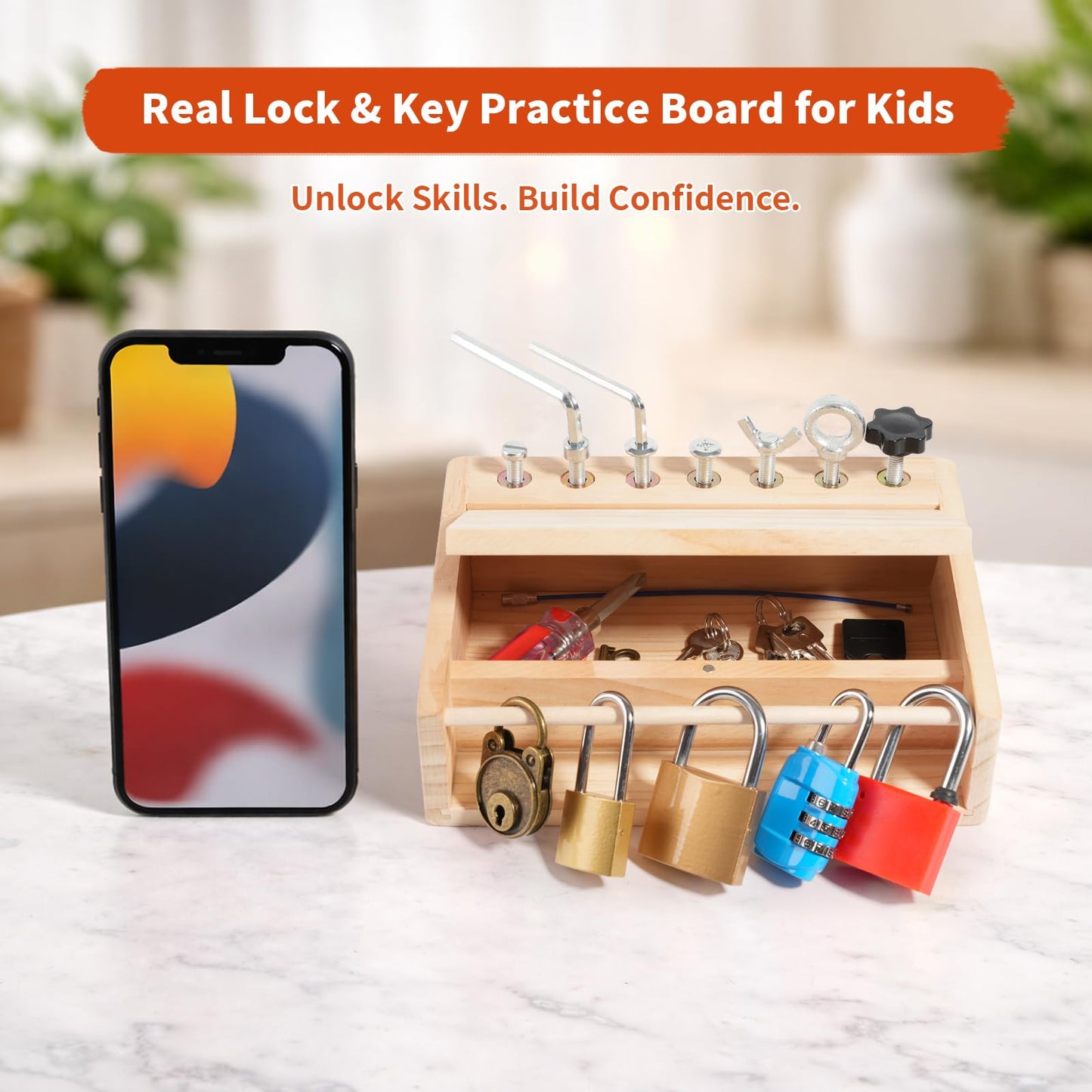 INIFEIDALA Montessori Screwdriver Board Set - Lock and Key Toy,Busy Board Toys for 3 4 5 Year Olds Boy Birthday Gifts,Kids Tool Set, Preschool Learning Sensory Fine Motor Skills STEM Toys