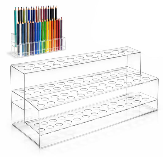 Simaixing 48 Slots Acrylic Pen Display Stand, Acrylic Pen Holder for Storage, Clear Paint Brush Holder for Eyebrow Pencil, Marker Storage Organizer for Home Office Desk Store Supplies (1 PCS)