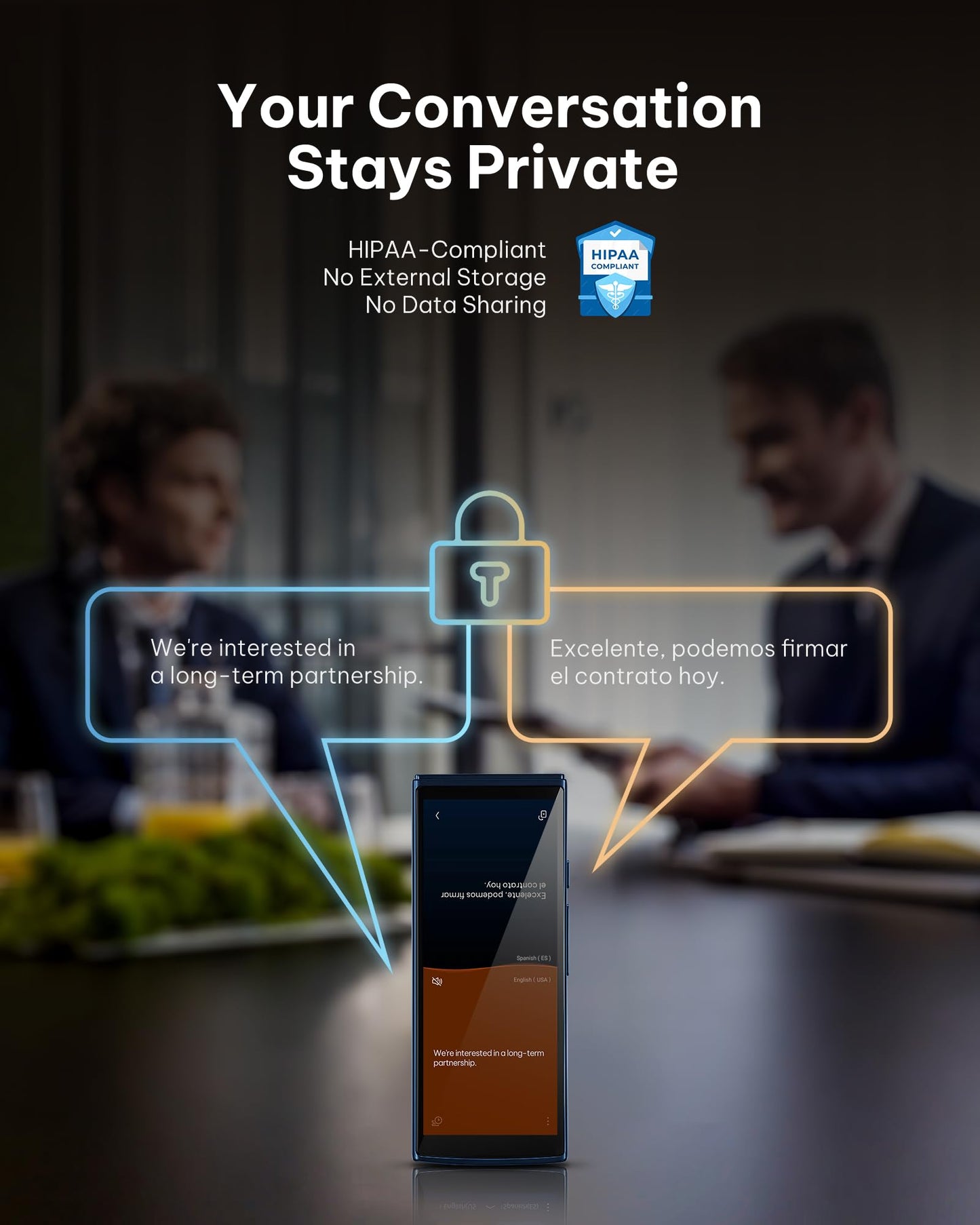 iFLYTEK AI Language Translator Device — 2-Year Free Global Data & Real-Time Voice Translation Device, HIPAA-Compliant, 60 Languages & 18 Offline Packs for Business and Travel, Blue