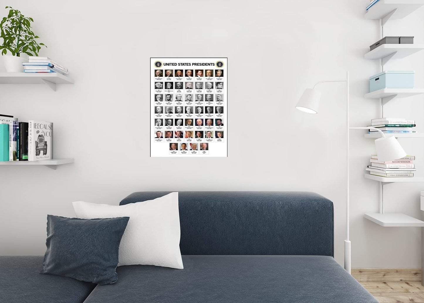 US Presidents Poster For Classroom Updated 2026 Edition Presidential Chart United States History Educational Every President Portraits Cool Wall Art Print Poster 24x36