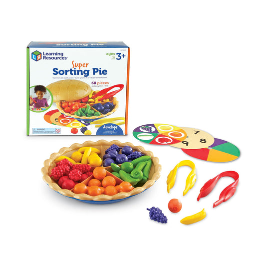 Learning Resources Super Sorting Pie - Sorting and Matching, Fine Motor Skills, Food Toys, Color Recognition, Counting Game, Preschool, Toddler Math Manipulatives, Gifts for Boys and Girls