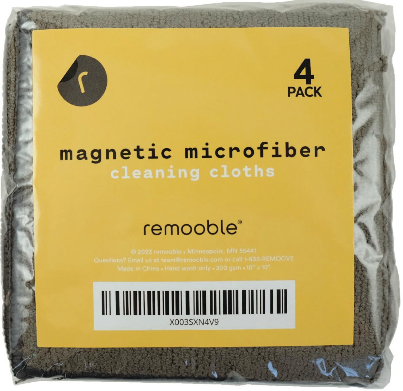Remooble 4 Pack Magnetic Microfiber Cleaning Cloth Dry Erasers for Whiteboards - Towel Hangs on Metal Edged White Boards, Glassboards, and Blackboards Washable - 10'' X 10''