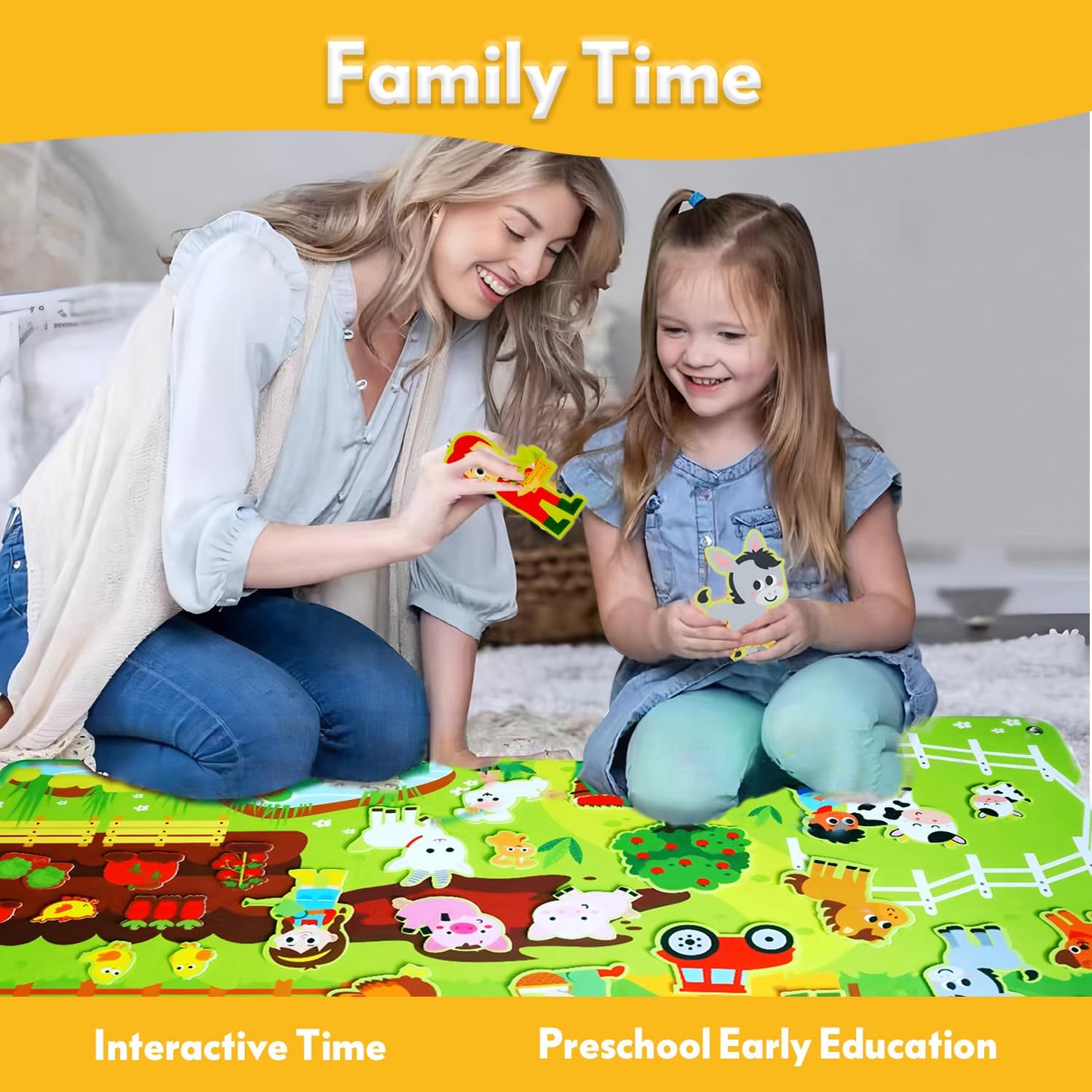 Felt Board for Toddlers 3-5, 39PCS Farm Animals Story Set, Kids Montessori Busy Board, Large Wall Activity, Portable Barnyard Sensory Toy, Preschool Learning Play Kit for Boys Girls, Birthday Gift
