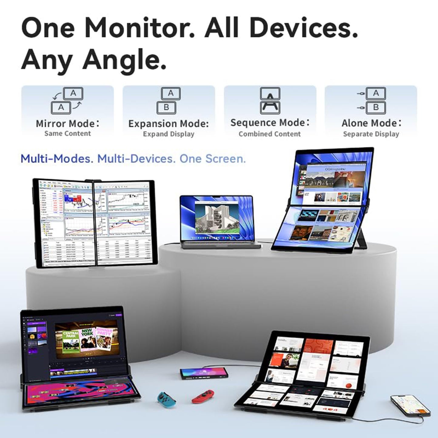 EHOMEWEI X2 Air Foldable Dual Touchscreen Portable Monitor 14.2"×2 2.8K IPS Touch Screen Extender with 4096 Stylus for Laptop