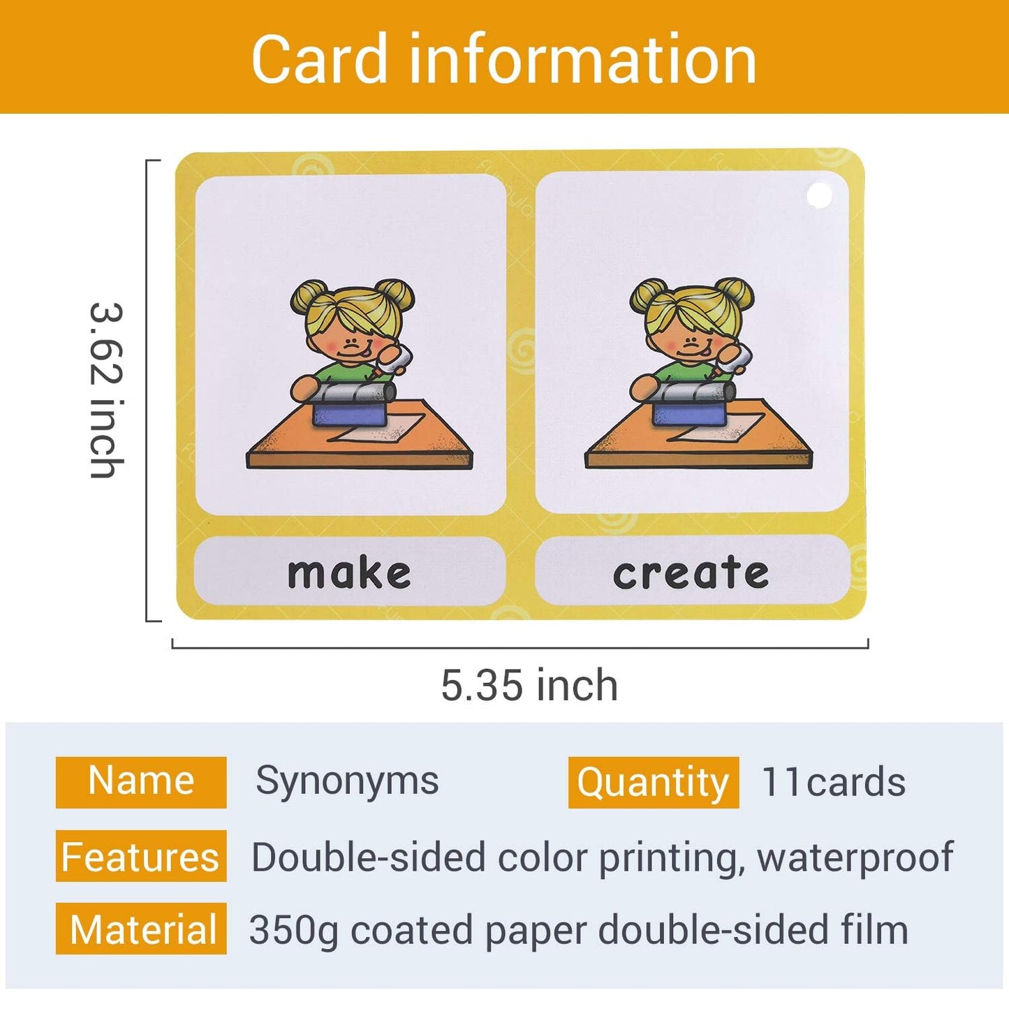 Richardy 20 Groups Synonyms/100 Groups Antonyms 2 Themes Flashcards Building Vocabulary Pocket Cards Educational Learning Toys Pre-Kindergarten Classroom Supplies