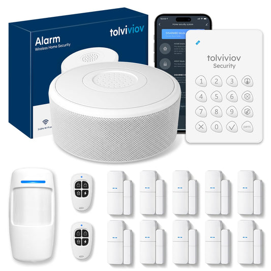 tolviviov Alarm System for Home Security, Door Alarm Systems, App Alerts, 15Piece Kit, No Monthly fee, WiFi Alarm, Door Window Motion Sensor, for Home Security and Kids Safety