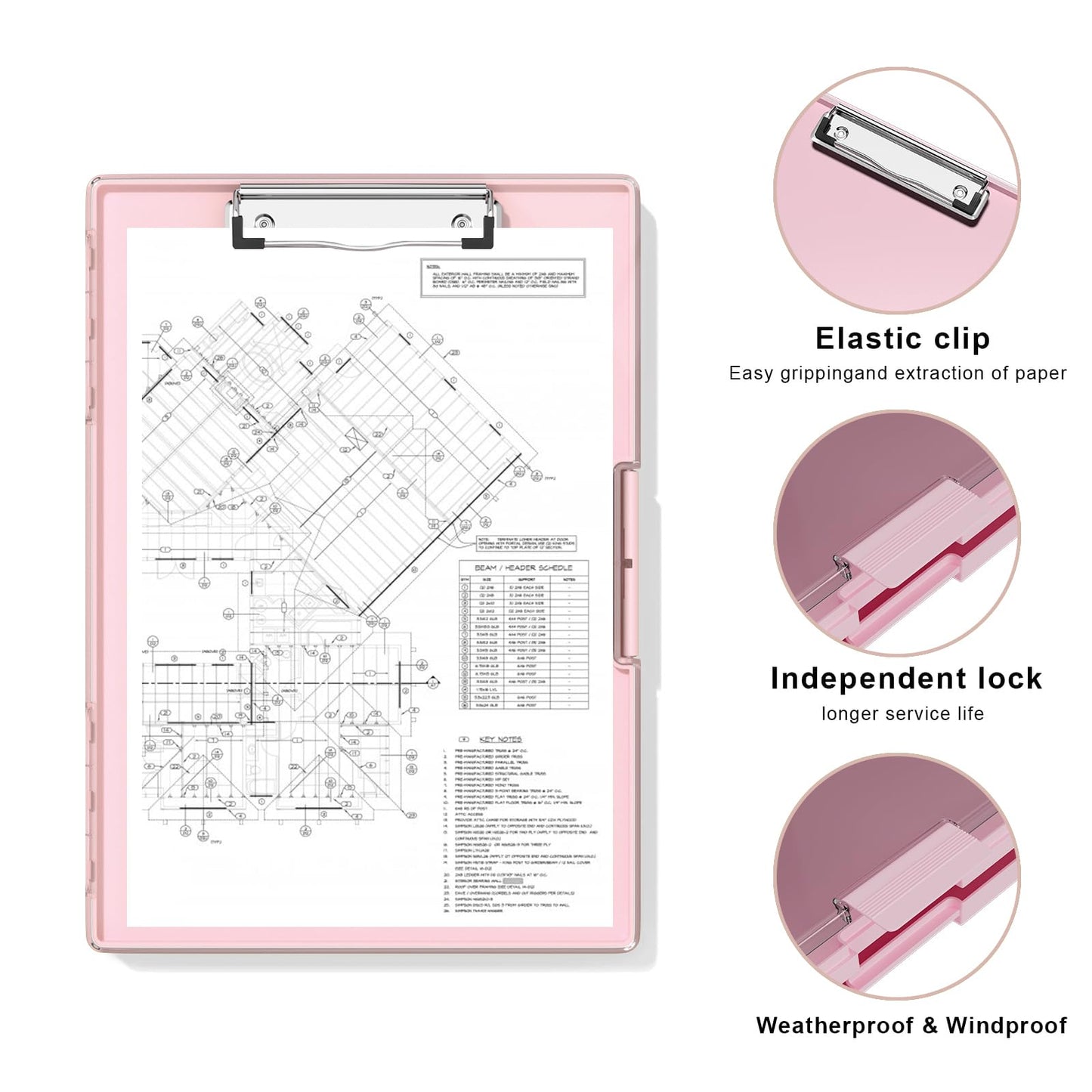 Hongri Clipboard with Storage, Pink 8.5 x 11 Folder Nursing Side Opening, Heavy Duty with Dual Compartment, Smooth Writing for Teachers, Classroom, Size 13.3 x 9.4 x 1.5 in, Office & School Supplies
