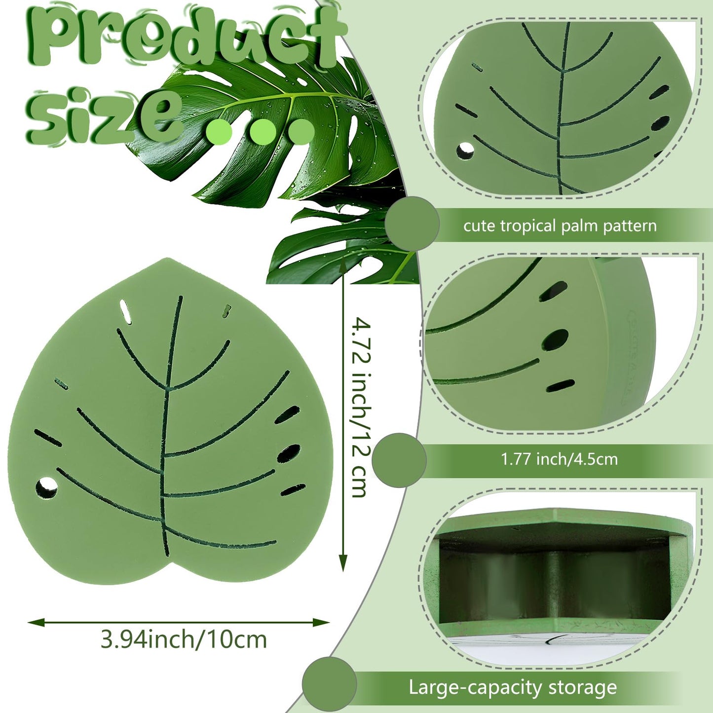 Tenceur Tropical Palms Pen Holder Green Monstera Large Capacity Pencil Holder Funny Office Decor Pencil Cup Pot Desk Organizer for Office Makeup Brush Holders Back to School Gift for Coworkers Women