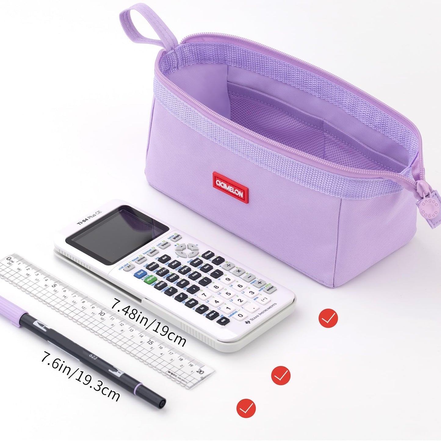 CICIMELON Pencil Case Large Capacity Pouch Pen Bag for School Teen Girl Boy Men Women (Purple)