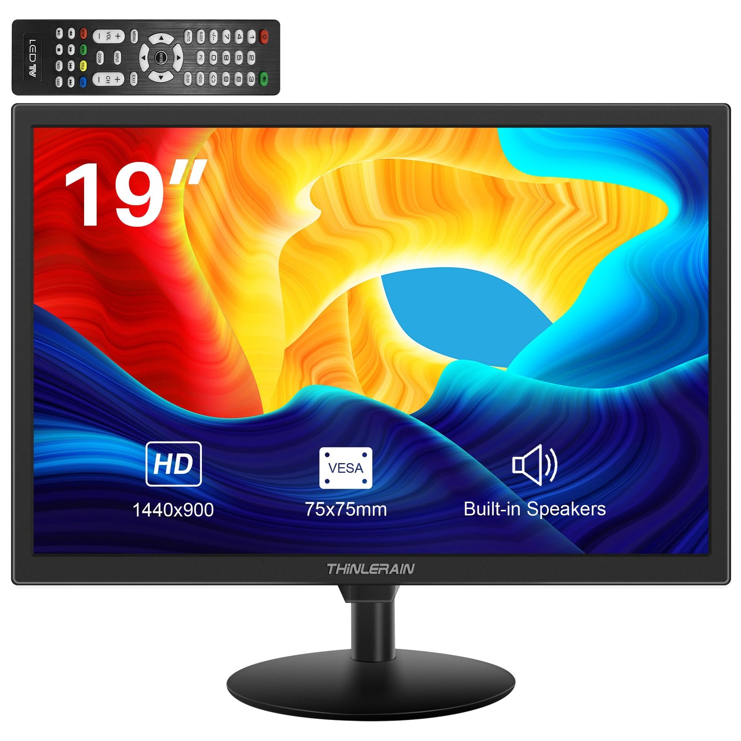 Thinlerain 19 inch Computer Monitor 1440x900 PC Monitor with HDMI VGA AV BNC USB Ports, 60Hz, 5Ms, VESA, Display Build-in Speakers for Office Home