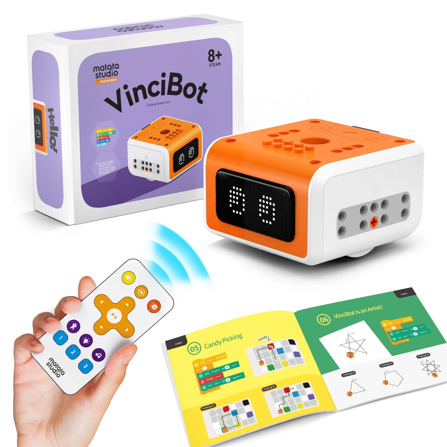 MatataStudio VinciBot STEM Robotics for Kids Ages 8-12, Scratch&Python Programmable Robot with AI Function for Teens School Grade 3-7, Educational Coding Robot Kit for Boys & Girls, Ages 8+