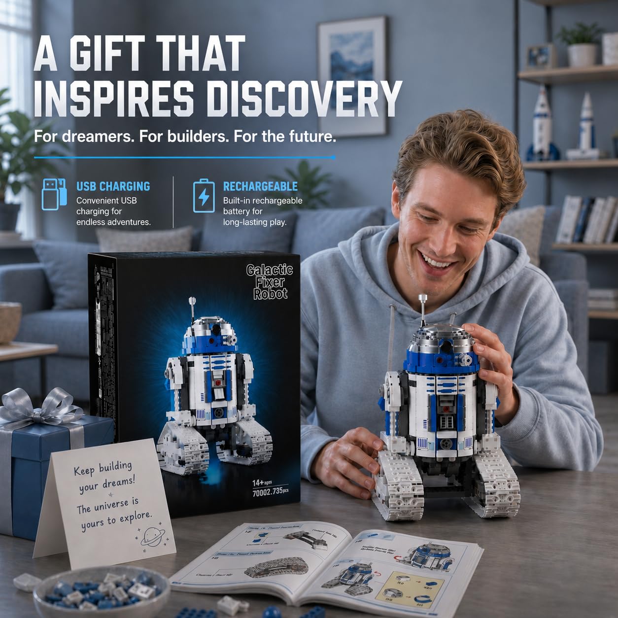 Galaxy Mechanic Robot Building Kit, Remote & App Control STEM Robot Building Toys, Compatible with Lego Robot, Father's Day Birthday Gifts for Teens Adults Fathers, 735PCS