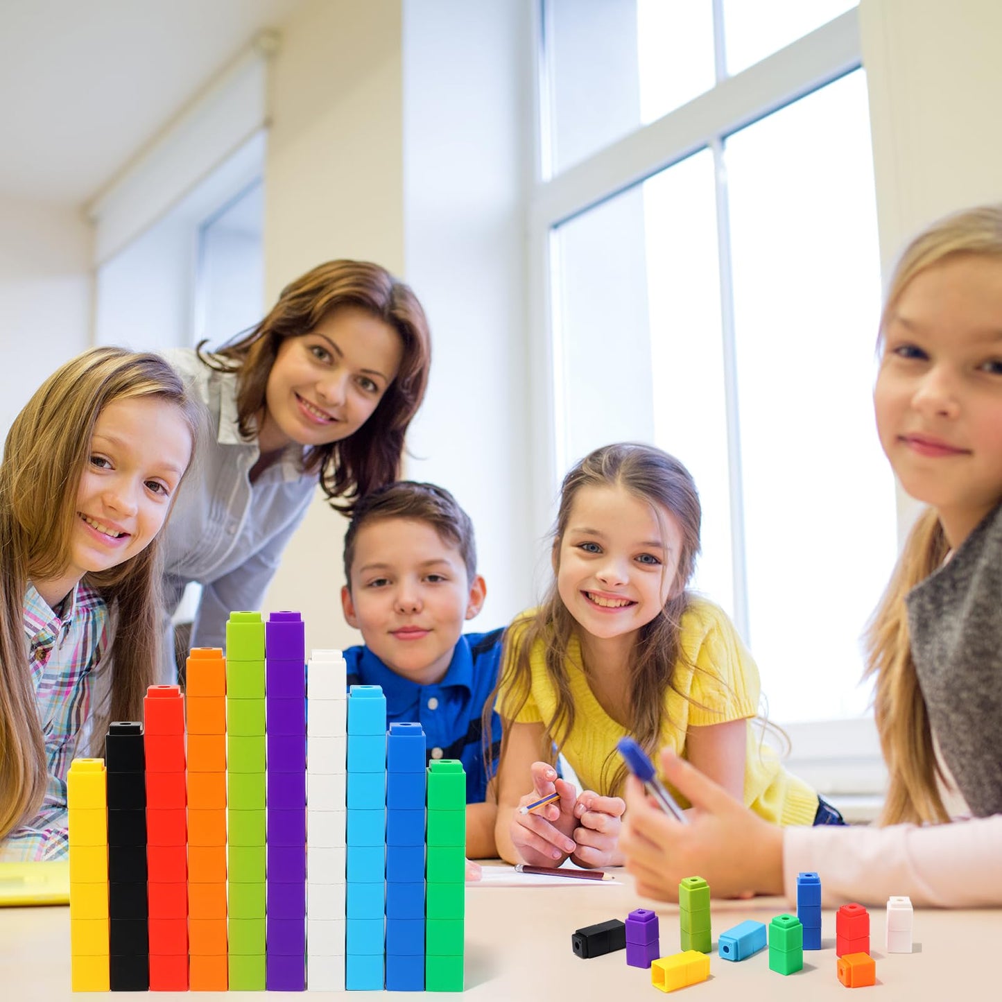 200 Pcs Yellow Linking Cubes for Math Counting Cubes Manipulatives Plastic Counting Block Manipulative Classroom Learning Supplies for Educational Preschool Activities Boy Girl (Yellow)